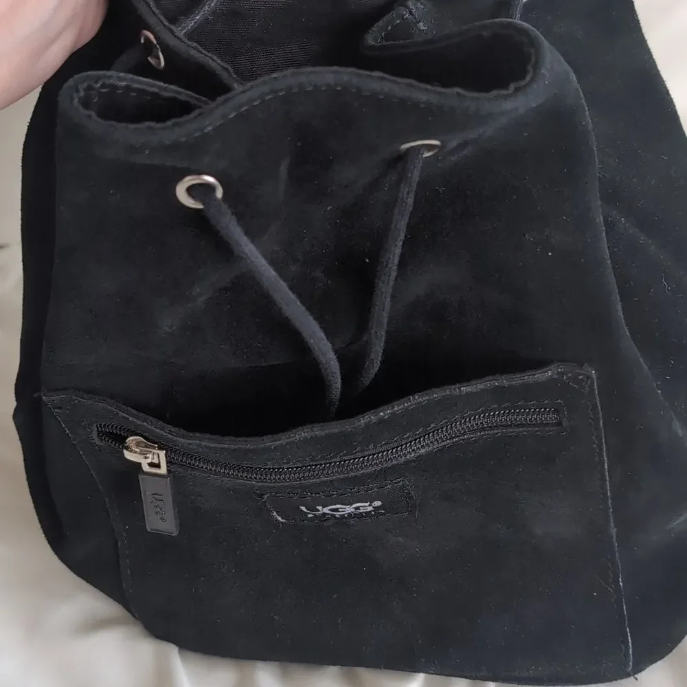 UGG Australia Nordie🖤 Black Shearling & Sueded Drawstring Mini Backpack NWOT